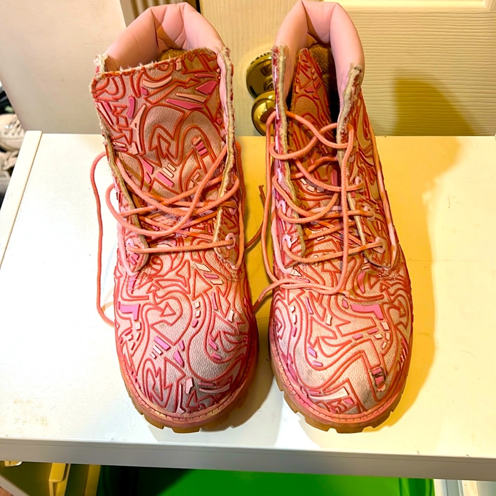 Pink boots timberland 9